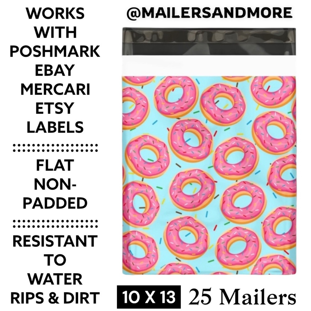 25 10X13 Poly Mailers Donuts And Sprinkles, Shipping Envelopes PRICE IS FIRM - Picture 3 of 9